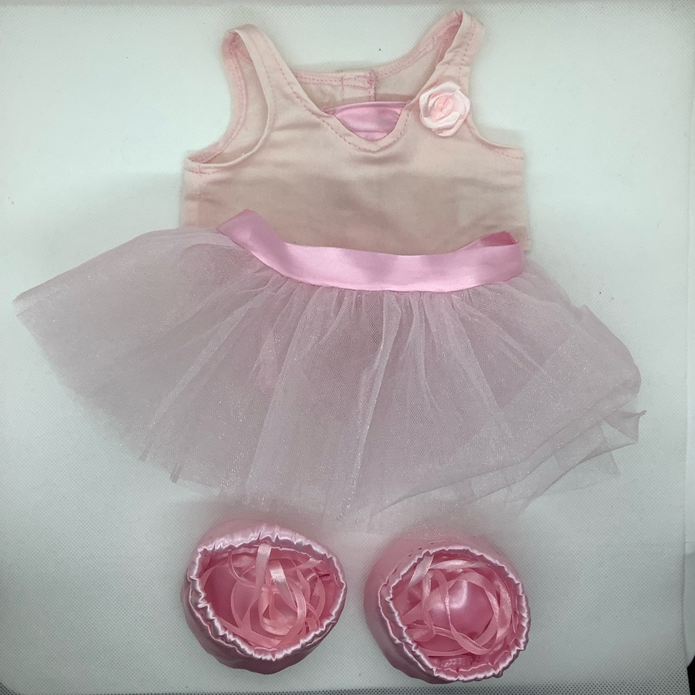 Animaland Pink Fabric Bodysuit Tulle Tutu Ballet Slipper Stuffed Animal Clothing